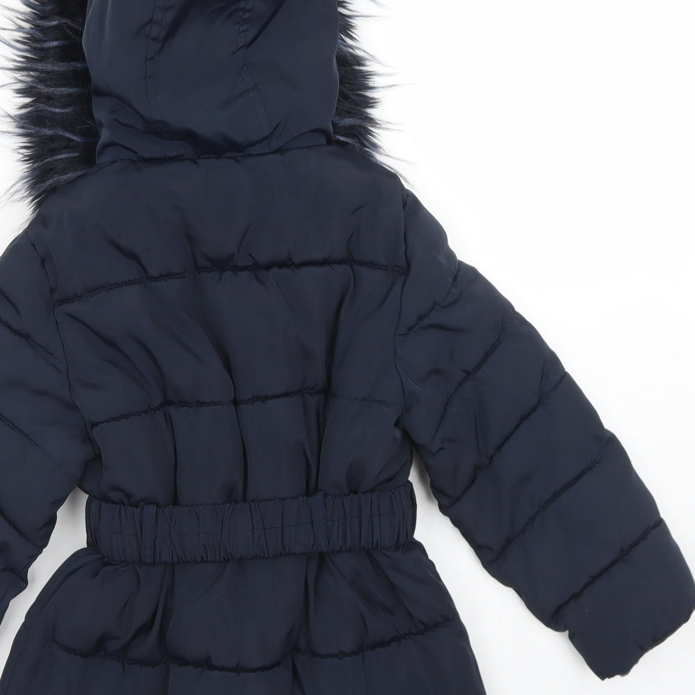 Matalan Girls Blue   Parka Coat Size 4 Years  Zip