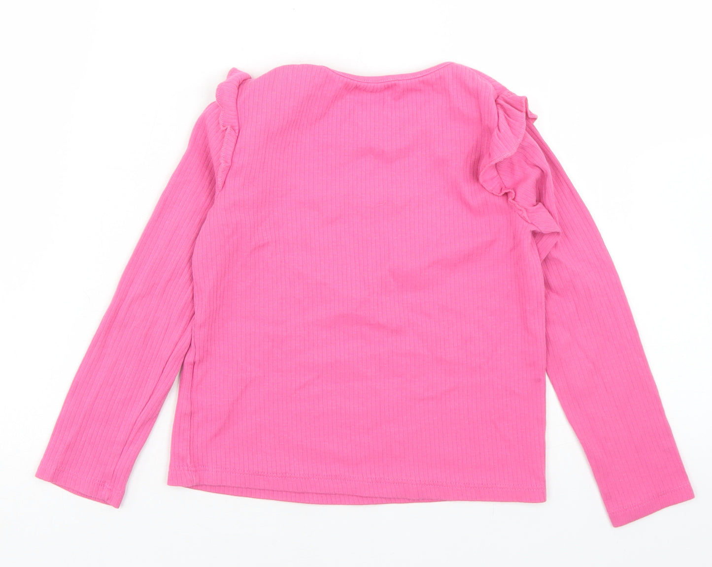 H&M Girls Pink  Cotton Basic T-Shirt Size 4-5 Years Crew Neck