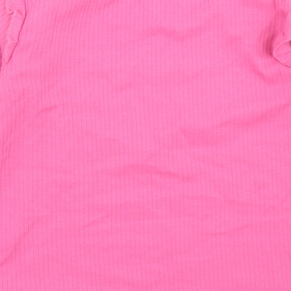 H&M Girls Pink  Cotton Basic T-Shirt Size 4-5 Years Crew Neck
