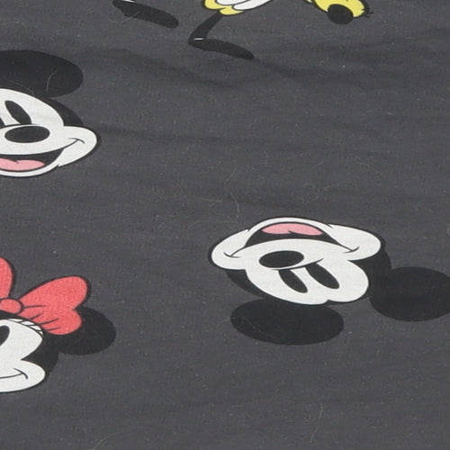 Primark Girls Grey Geometric Cotton Cropped T-Shirt Size 7-8 Years Crew Neck  - Mickey & Friends