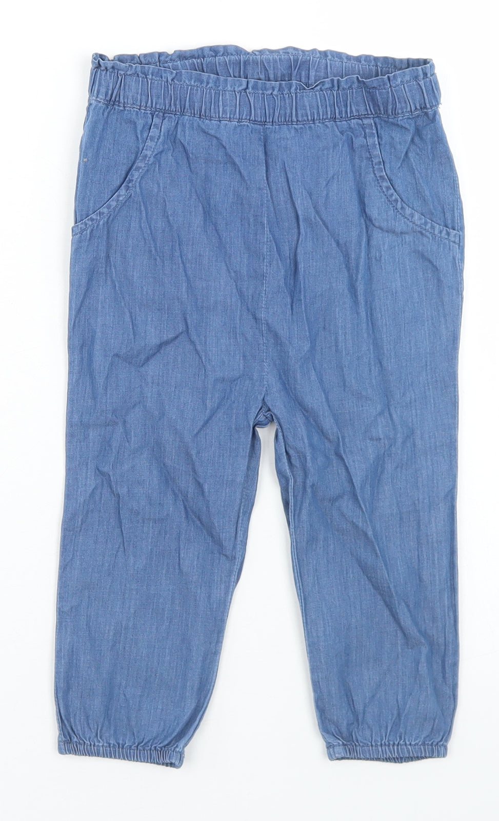 Peacocks Girls Blue  Cotton Capri Jeans Size 18-24 Months