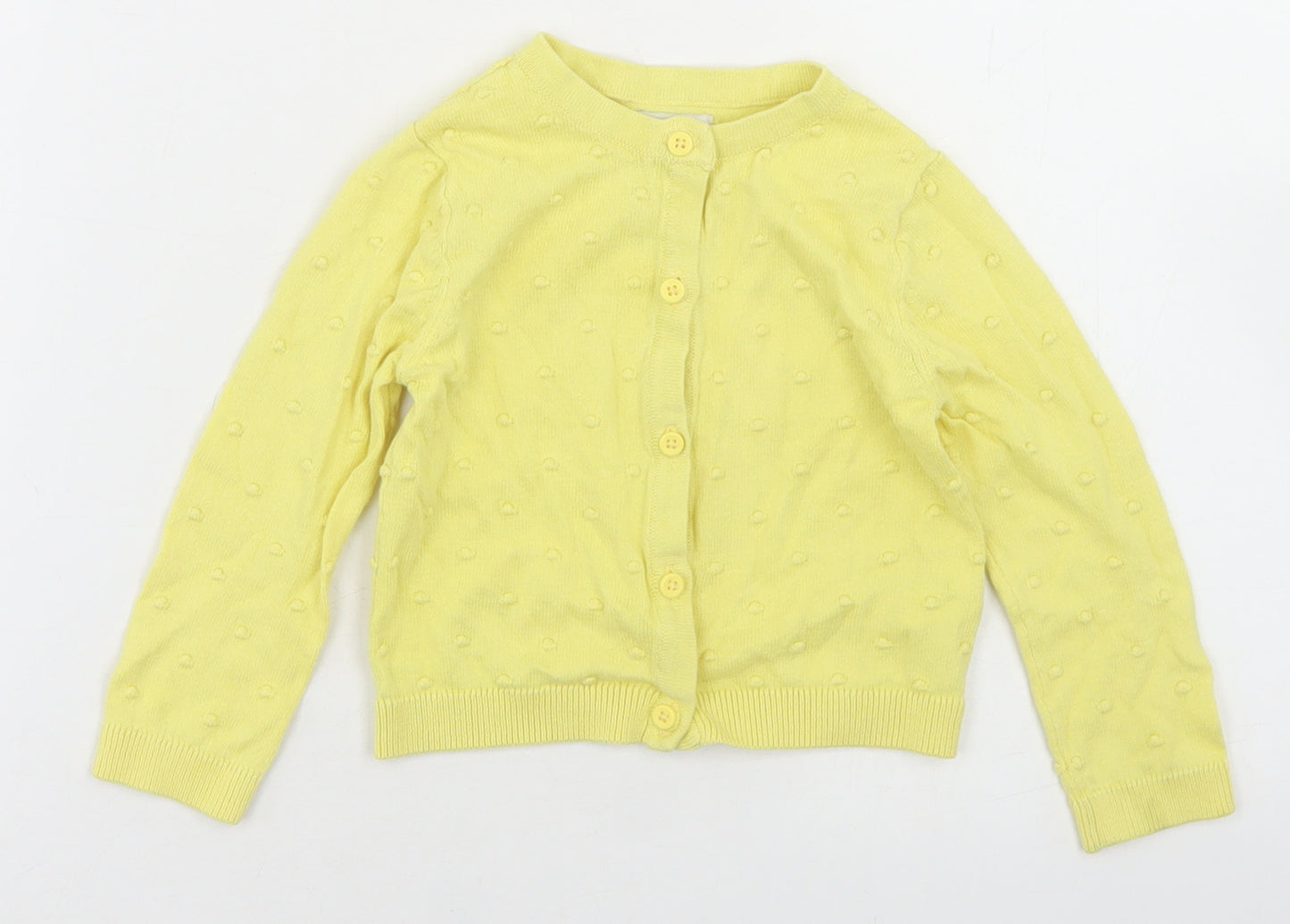 F&F Girls Yellow Polka Dot Cotton Cardigan Jumper Size 12-18 Months  Button