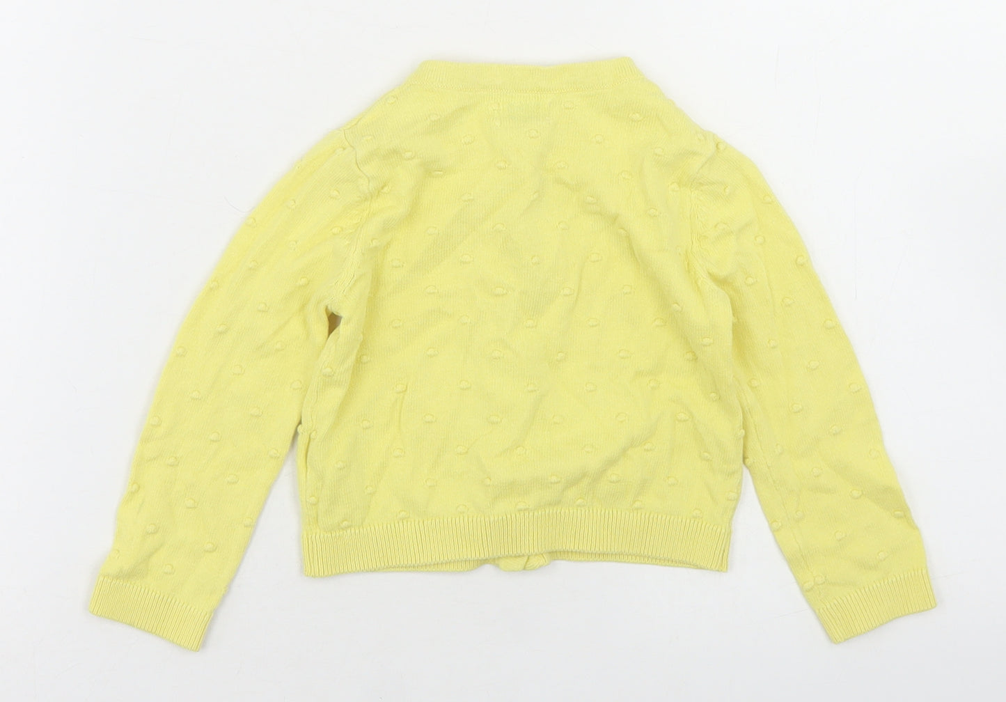 F&F Girls Yellow Polka Dot Cotton Cardigan Jumper Size 12-18 Months  Button