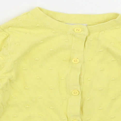 F&F Girls Yellow Polka Dot Cotton Cardigan Jumper Size 12-18 Months  Button