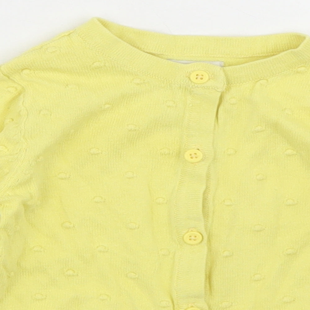 F&F Girls Yellow Polka Dot Cotton Cardigan Jumper Size 12-18 Months  Button