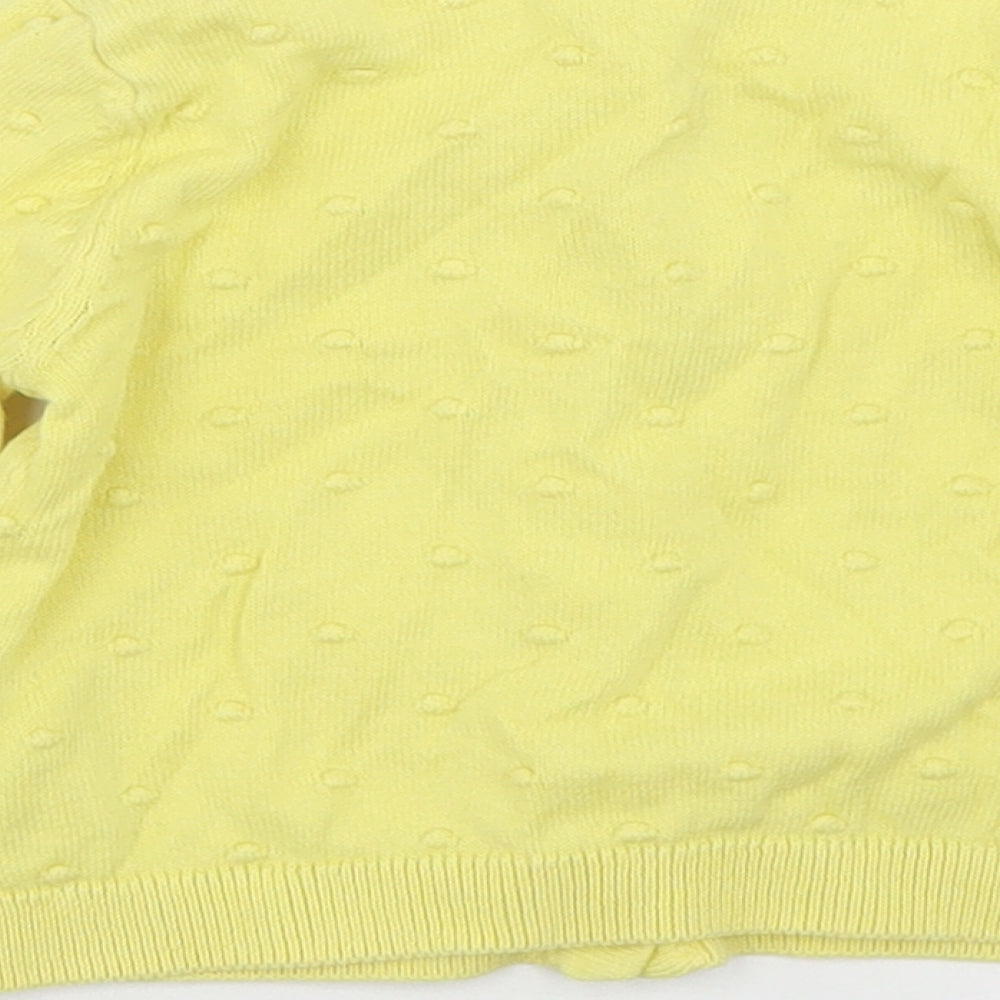 F&F Girls Yellow Polka Dot Cotton Cardigan Jumper Size 12-18 Months  Button