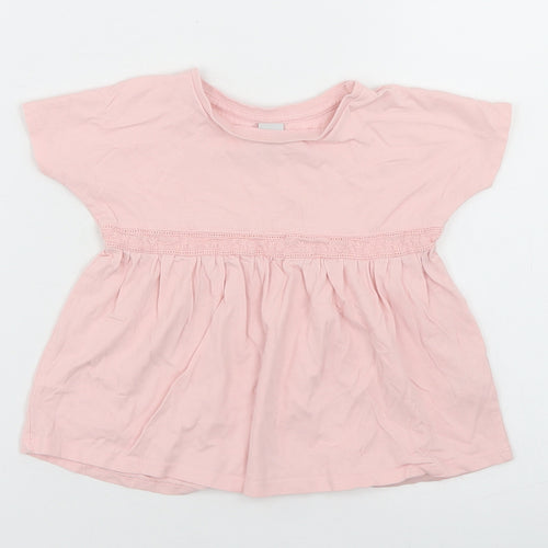 TU Girls Pink  Camel Basic T-Shirt Size 12-18 Months Crew Neck  - Peplum