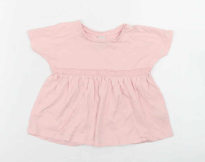 TU Girls Pink  Camel Basic T-Shirt Size 12-18 Months Crew Neck  - Peplum