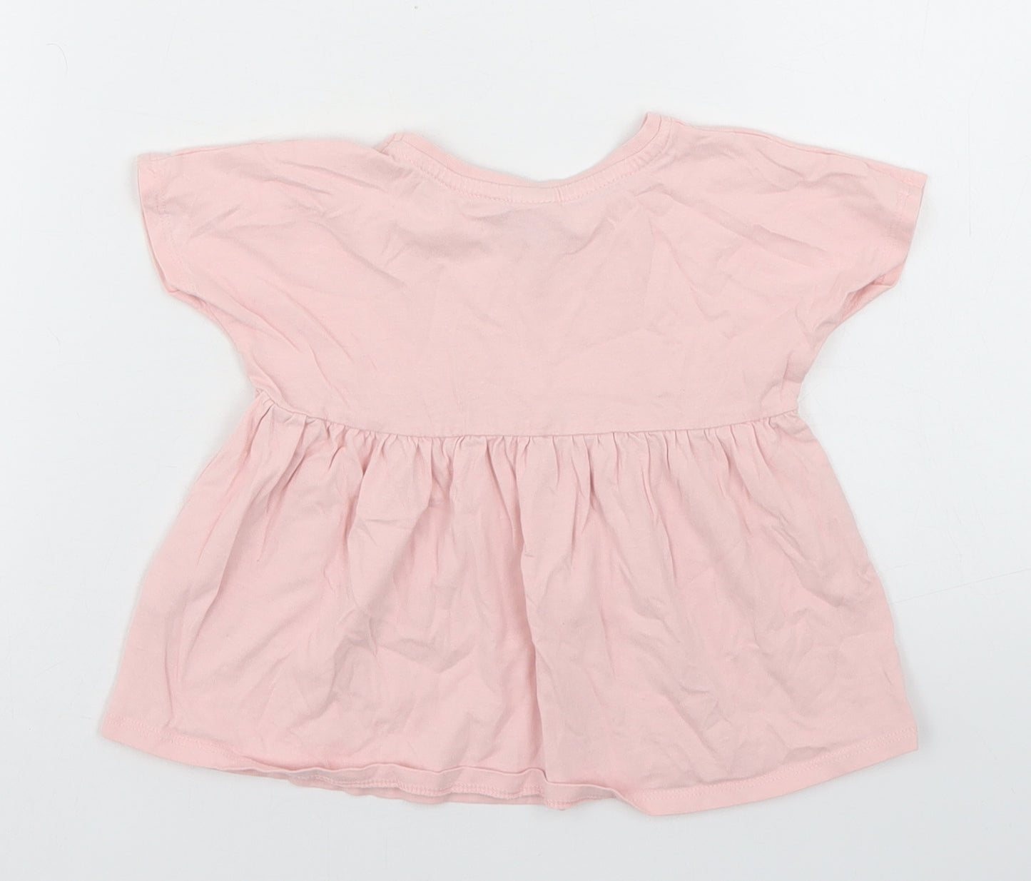TU Girls Pink  Camel Basic T-Shirt Size 12-18 Months Crew Neck  - Peplum