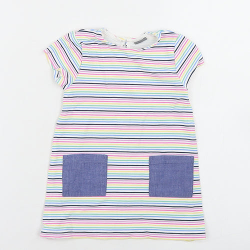 NEXT Girls Multicoloured Striped Viscose A-Line  Size 9-12 Months  Crew Neck