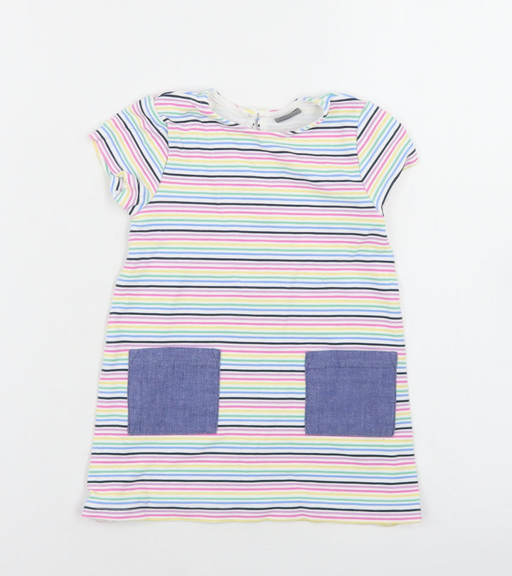 NEXT Girls Multicoloured Striped Viscose A-Line  Size 9-12 Months  Crew Neck