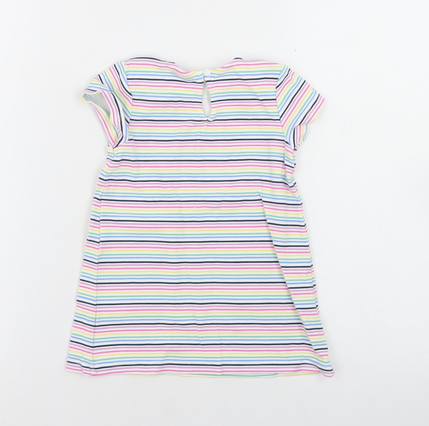 NEXT Girls Multicoloured Striped Viscose A-Line  Size 9-12 Months  Crew Neck