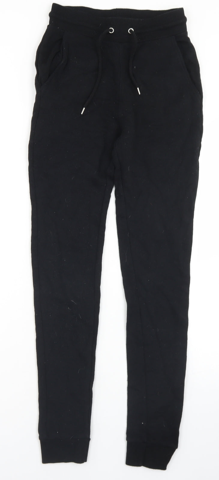 ASOS Womens Black  Cotton Jogger Trousers Size 2XS L27 in Regular Drawstring