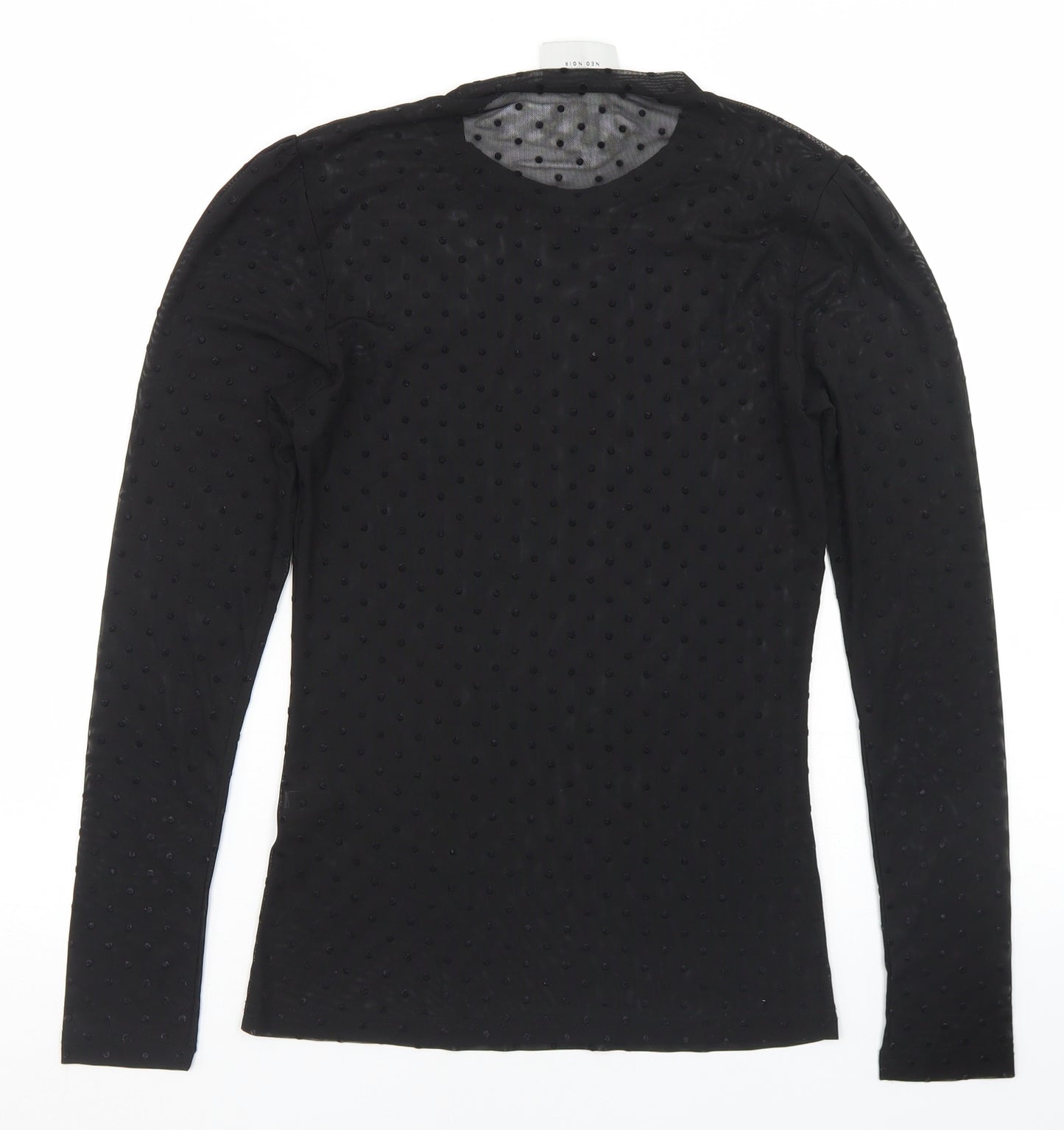 Neo Noir Womens Black Polka Dot Polyester Basic T-Shirt Size M Round Neck