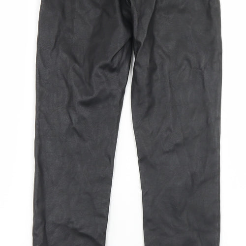 Divided Womens Black  Polyurethane Trousers  Size 8 L29 in Regular Zip