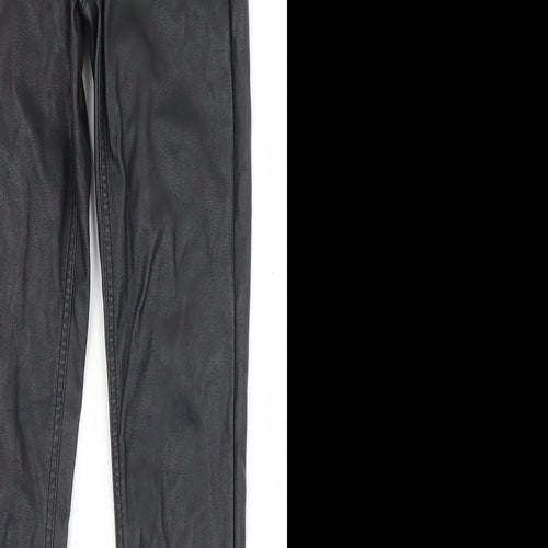 Divided Womens Black  Polyurethane Trousers  Size 8 L29 in Regular Zip