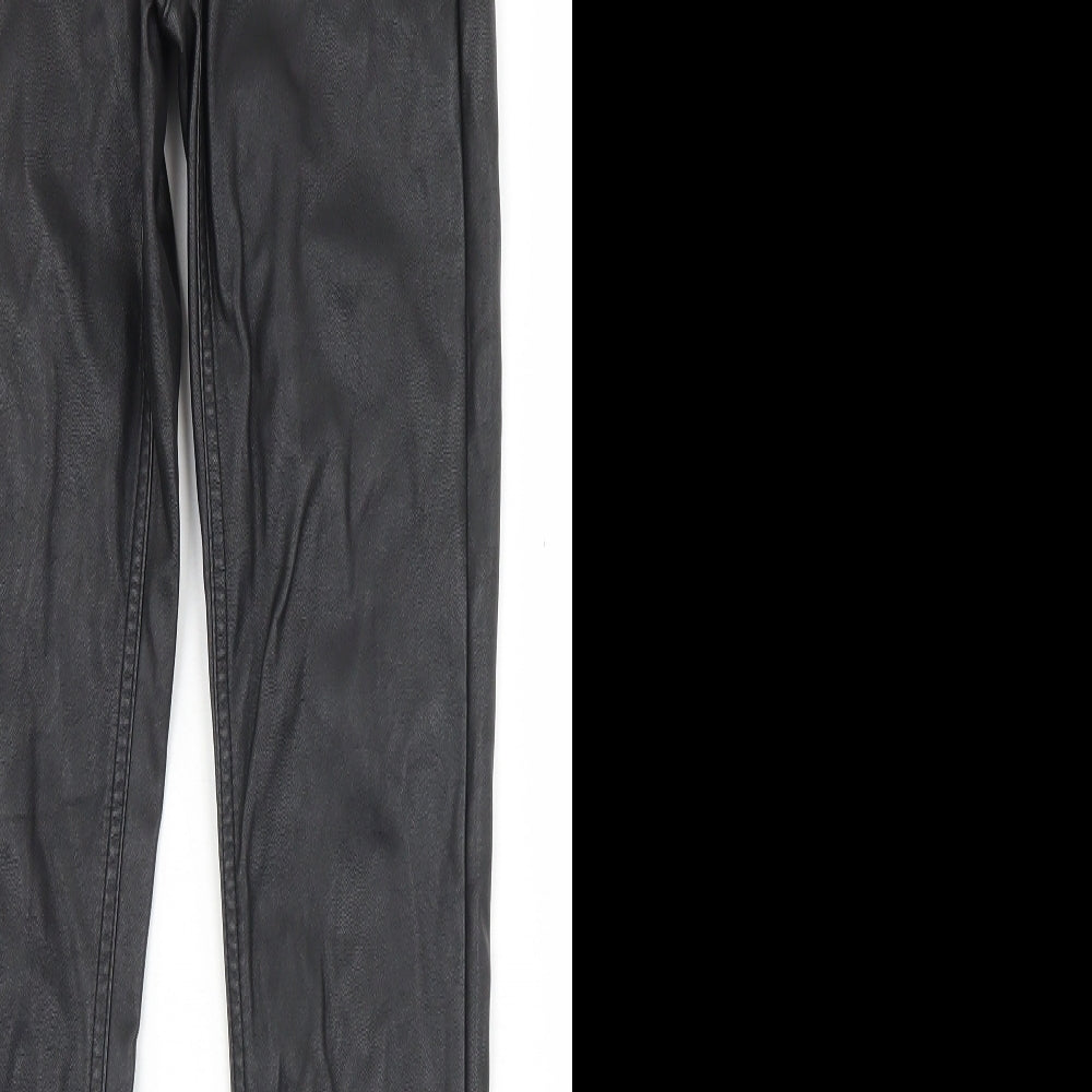 Divided Womens Black  Polyurethane Trousers  Size 8 L29 in Regular Zip