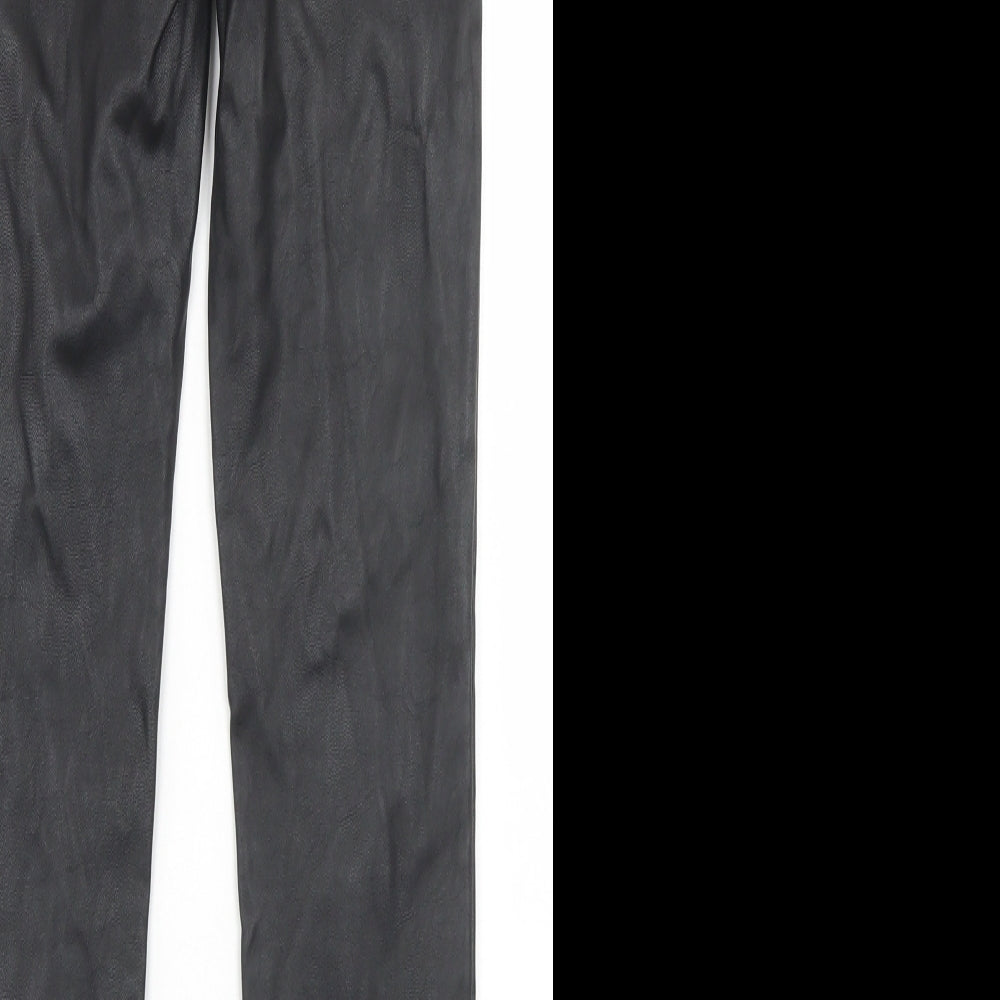 Divided Womens Black  Polyurethane Trousers  Size 8 L29 in Regular Zip
