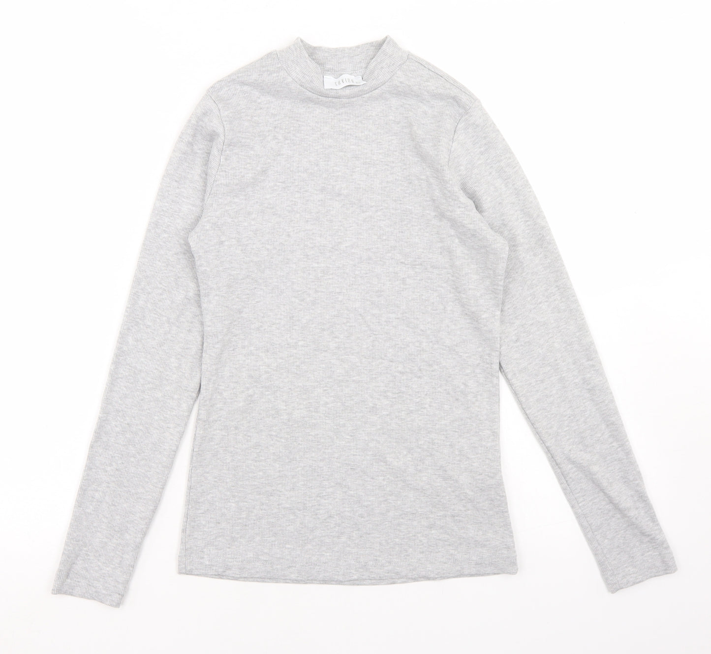 Savida Womens Grey  Polyester Basic T-Shirt Size 10 Mock Neck