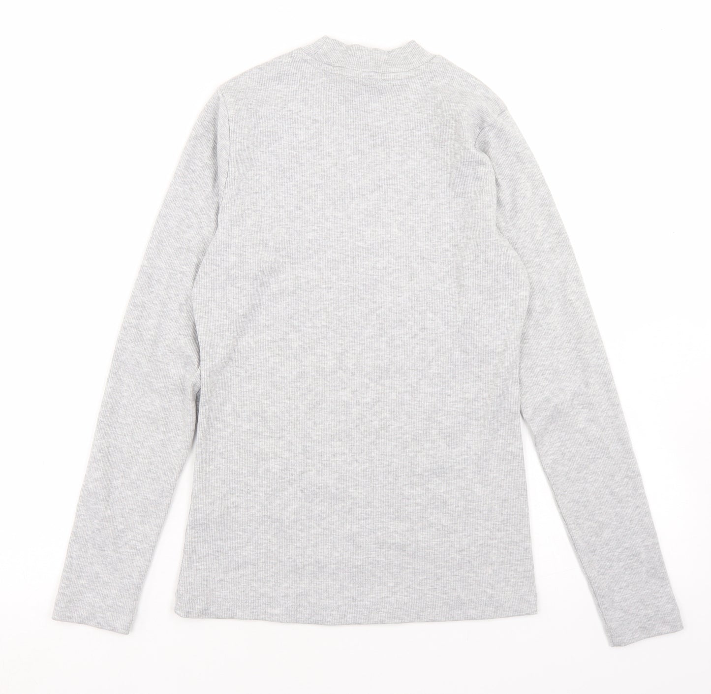 Savida Womens Grey  Polyester Basic T-Shirt Size 10 Mock Neck