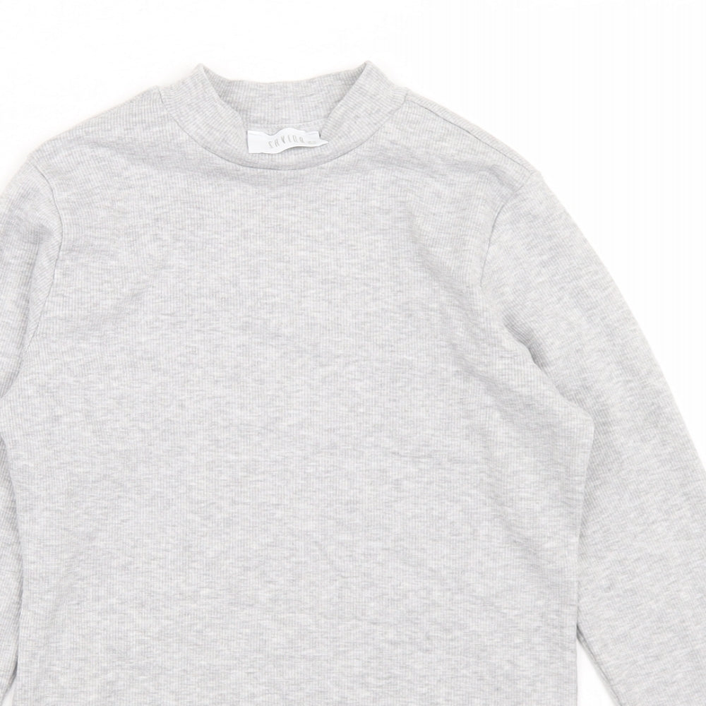 Savida Womens Grey  Polyester Basic T-Shirt Size 10 Mock Neck