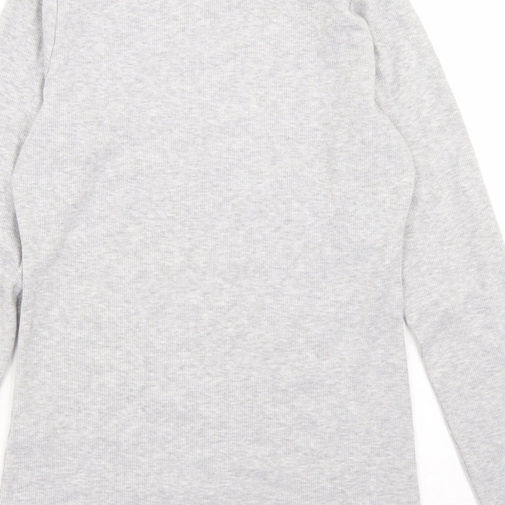 Savida Womens Grey  Polyester Basic T-Shirt Size 10 Mock Neck