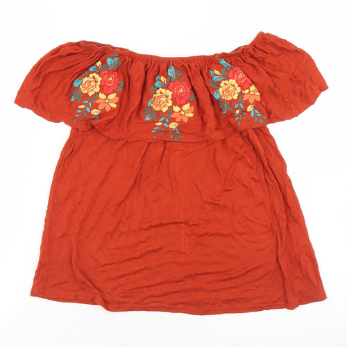Atmosphere Womens Brown  Viscose Basic Blouse Size 8 Off the Shoulder