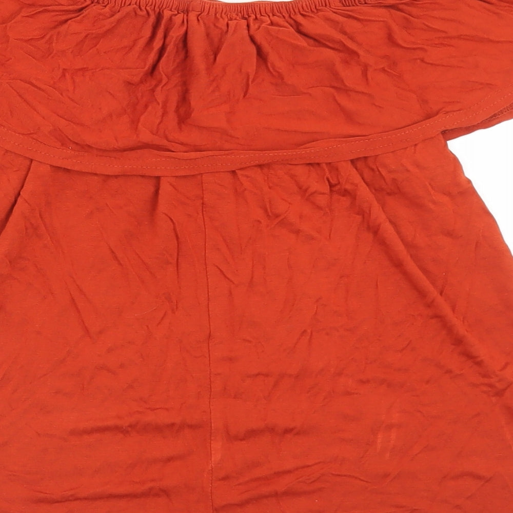 Atmosphere Womens Brown  Viscose Basic Blouse Size 8 Off the Shoulder