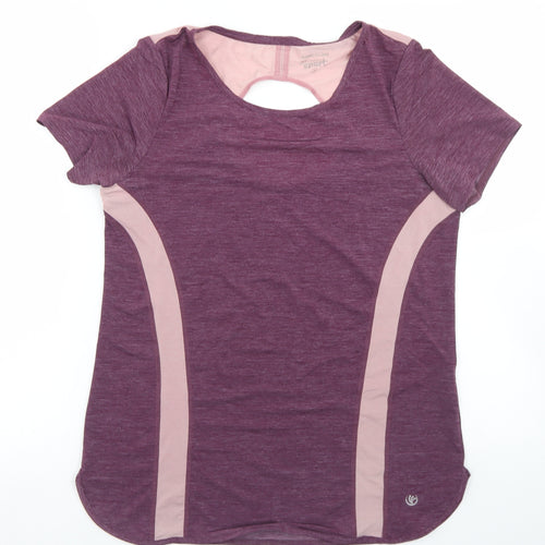 Dunnes Stores Womens Purple  Nylon Basic T-Shirt Size S Round Neck