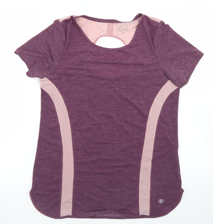 Dunnes Stores Womens Purple Nylon Basic T-Shirt Size S Round Neck