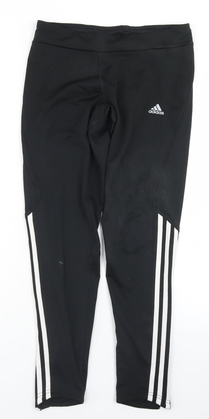 adidas Womens Black  Polyester Cropped Leggings Size 12 L26 in Regular