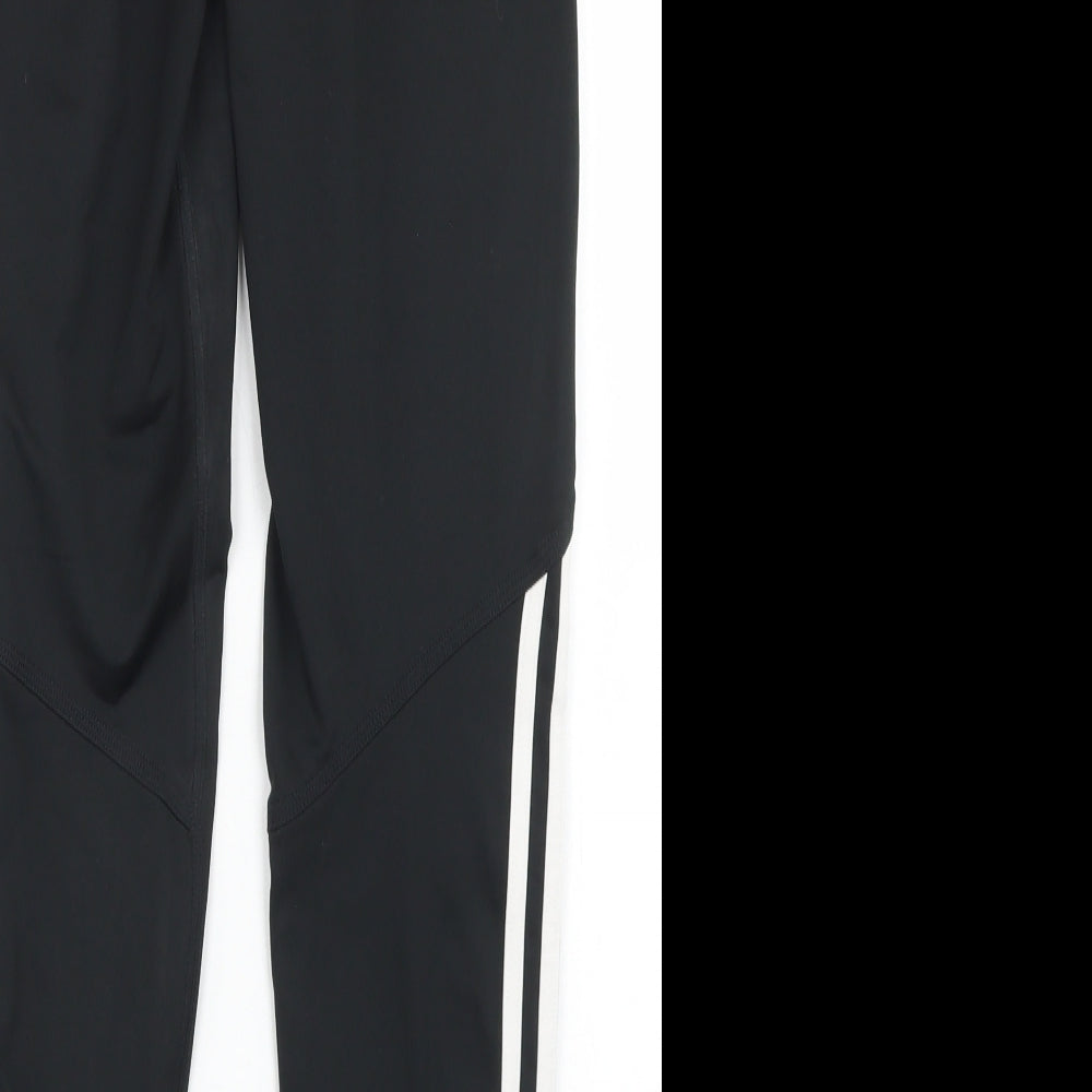adidas Womens Black  Polyester Cropped Leggings Size 12 L26 in Regular