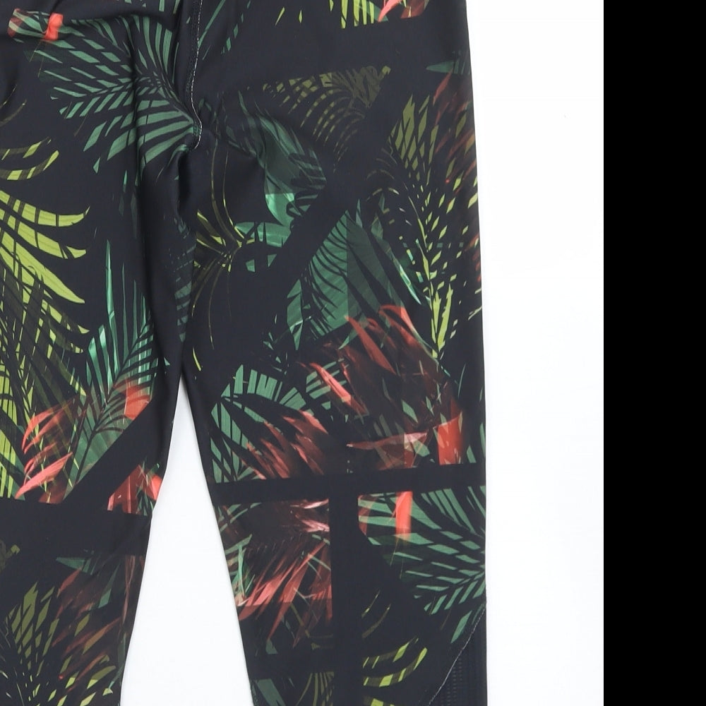 NEXT Womens Green Floral Polyester Compression Shorts Size 14 L18 in Regular