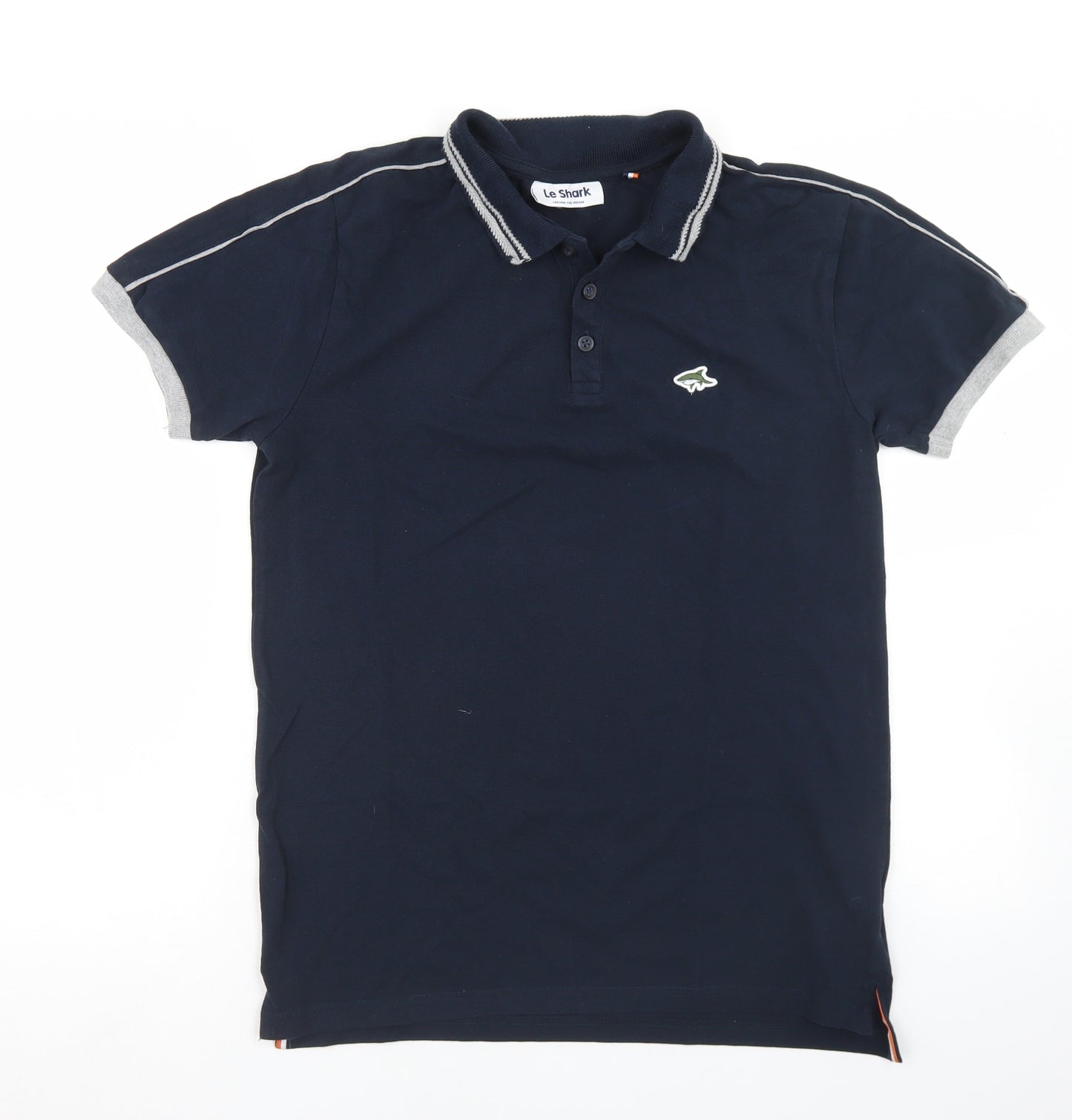 Le Shark Mens Blue  Cotton  Polo Size S Collared Button