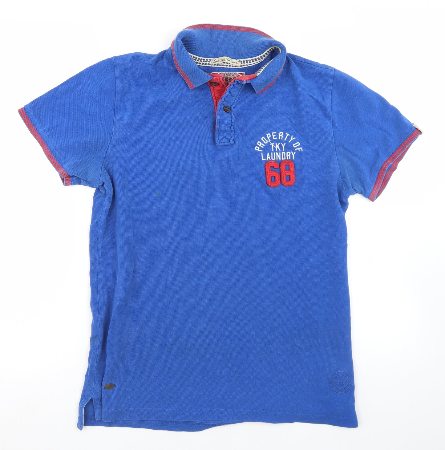 Tokyo Laundry Mens Blue  Cotton  Polo Size M Collared Button