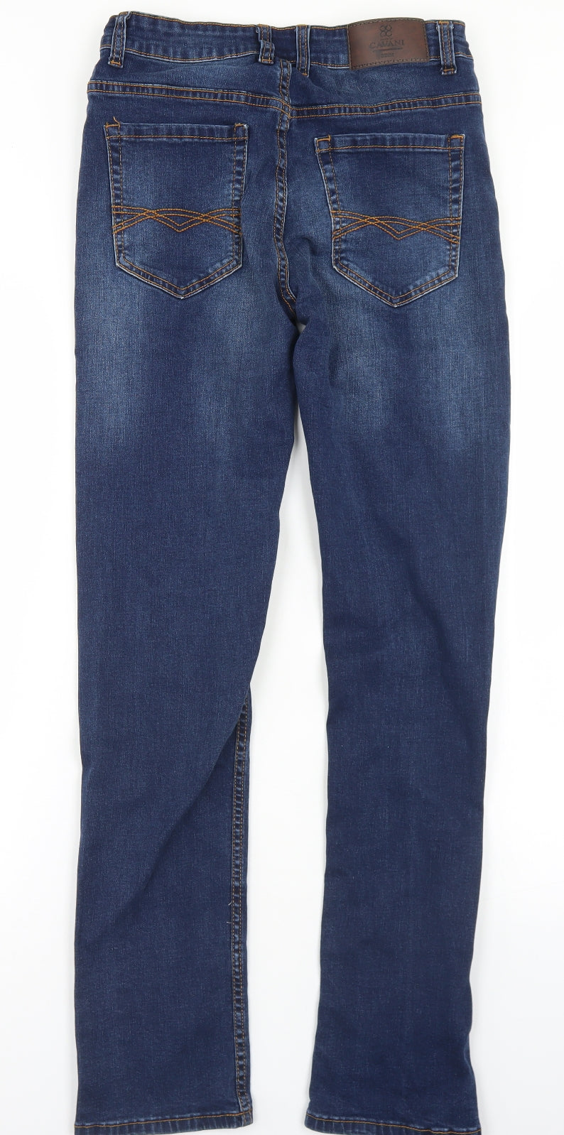 Gaani Mens Blue  Cotton Skinny Jeans Size 32 in L32 in Regular Button