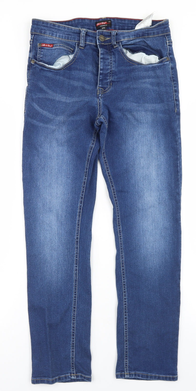 Life & Glory Mens Blue  Cotton Straight Jeans Size 30 in L28 in Regular Button