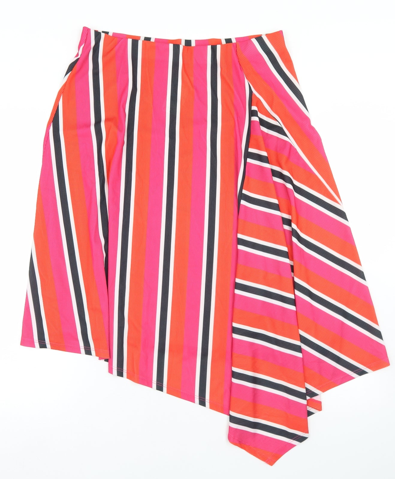 George Womens Pink Striped Polyester Peasant Skirt Size 14