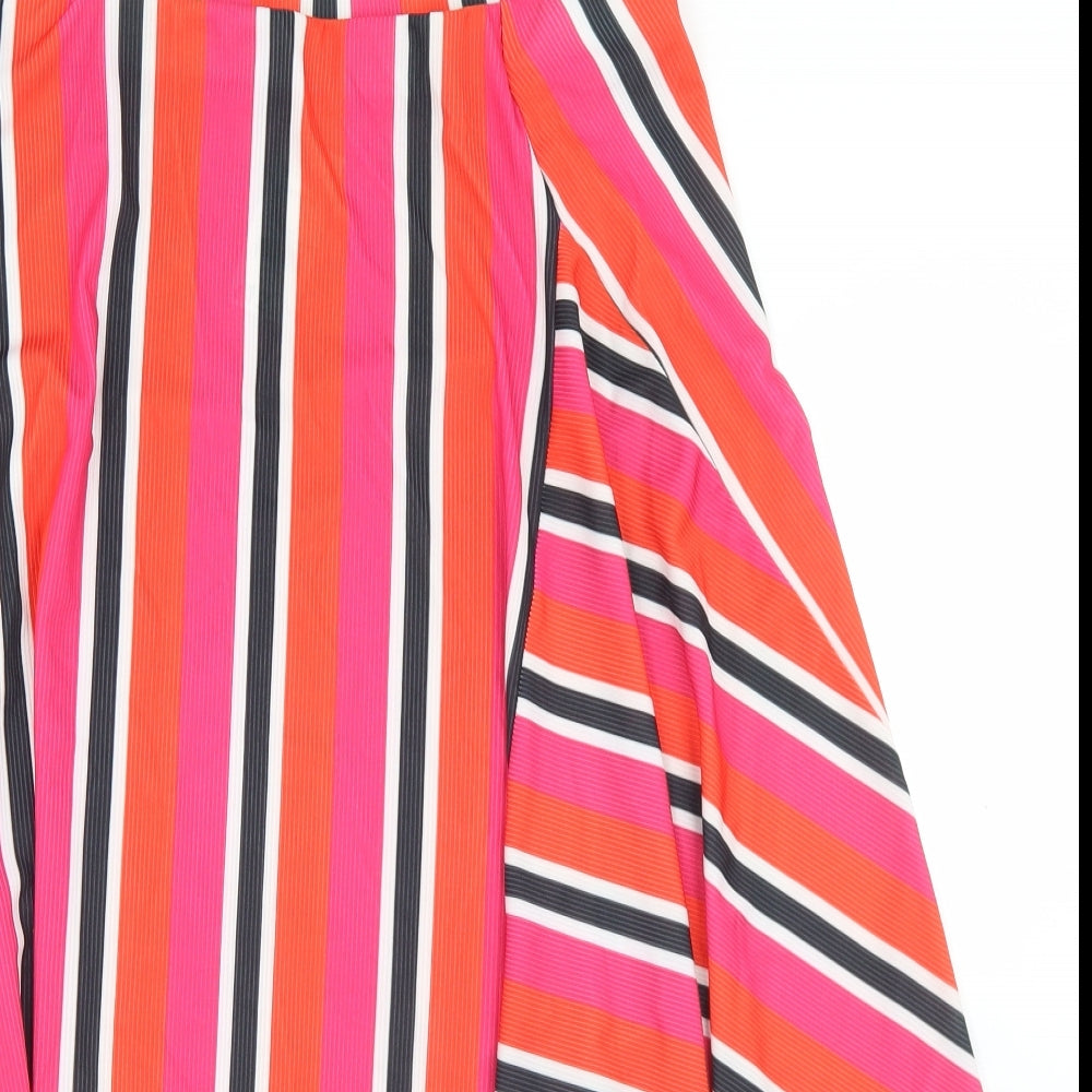 George Womens Pink Striped Polyester Peasant Skirt Size 14