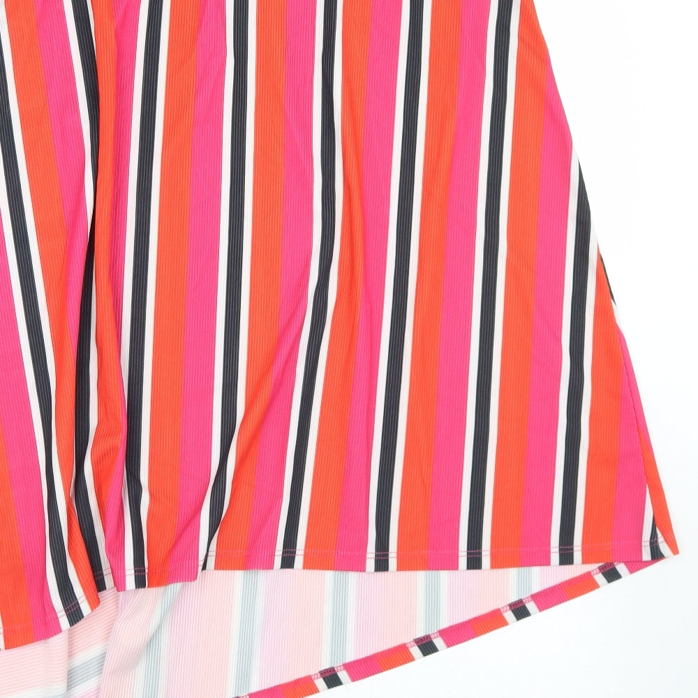 George Womens Pink Striped Polyester Peasant Skirt Size 14