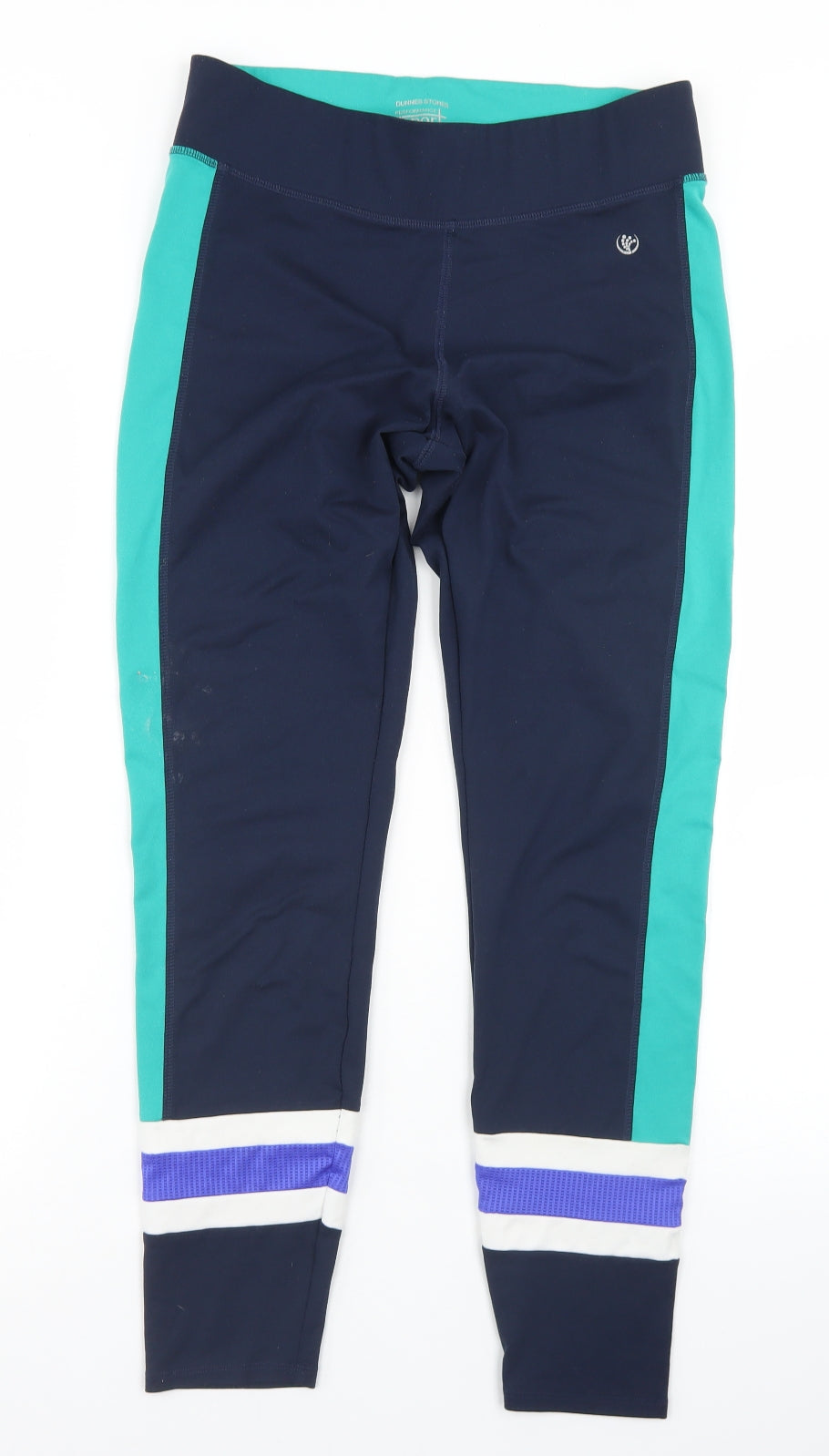 Dunnes Stores Womens Blue Colourblock Polyester Compression Leggings Size M L25 in Regular