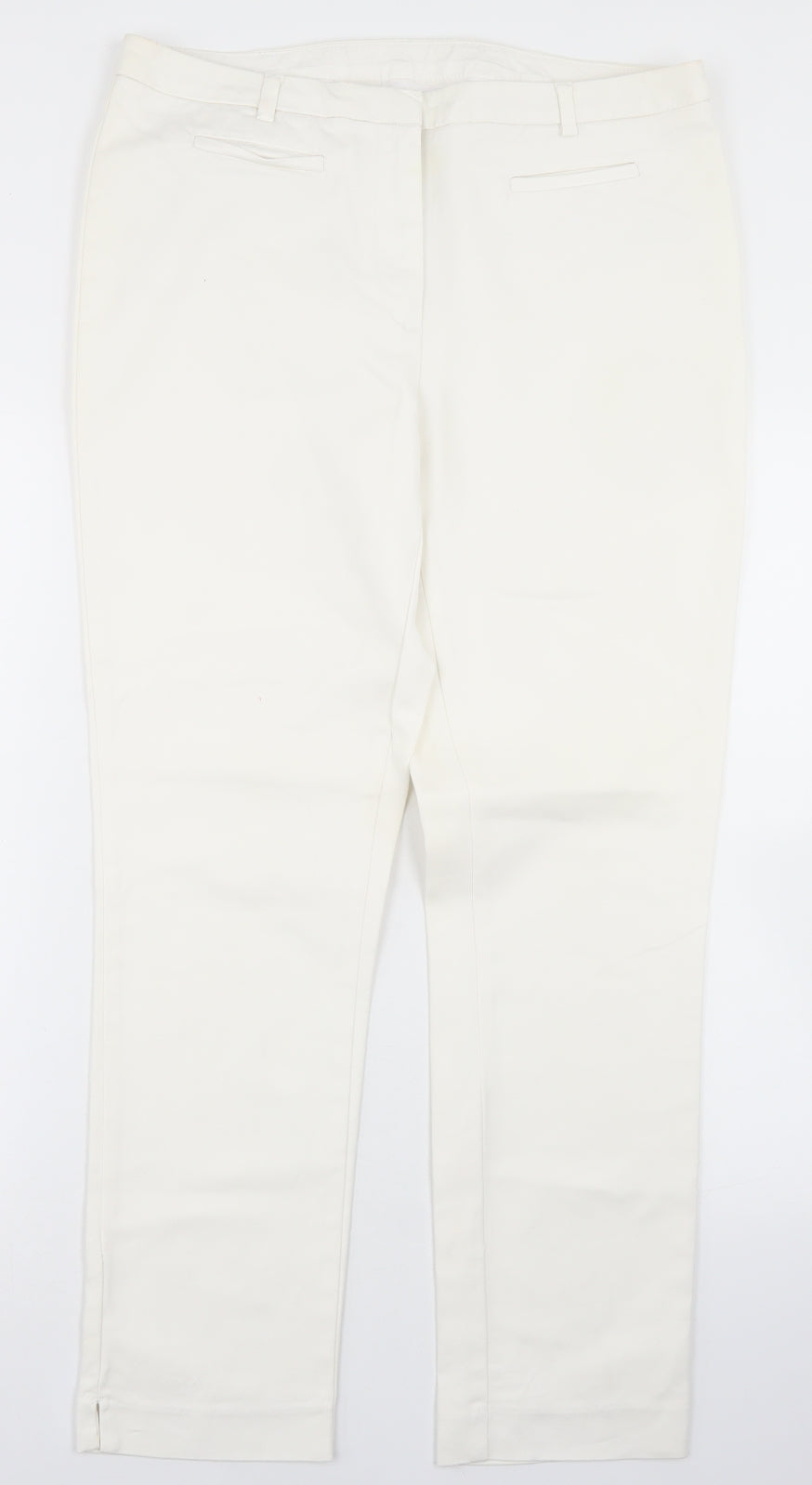 John Rocha Womens White  Cotton Dress Pants Trousers Size 14 L28 in Regular Hook & Eye