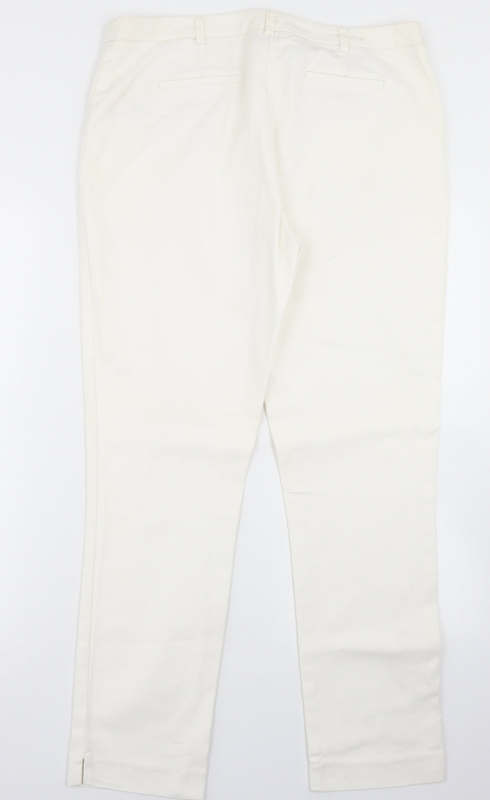 John Rocha Womens White  Cotton Dress Pants Trousers Size 14 L28 in Regular Hook & Eye
