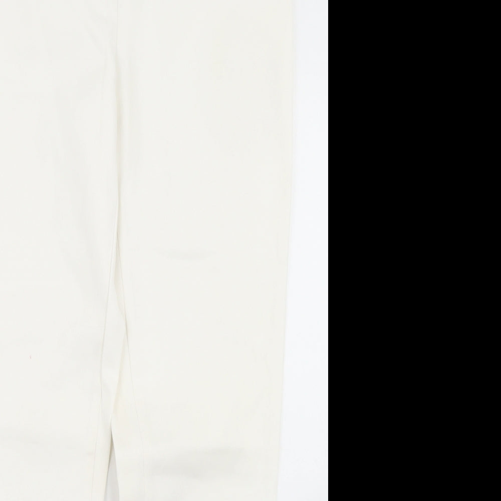 John Rocha Womens White  Cotton Dress Pants Trousers Size 14 L28 in Regular Hook & Eye