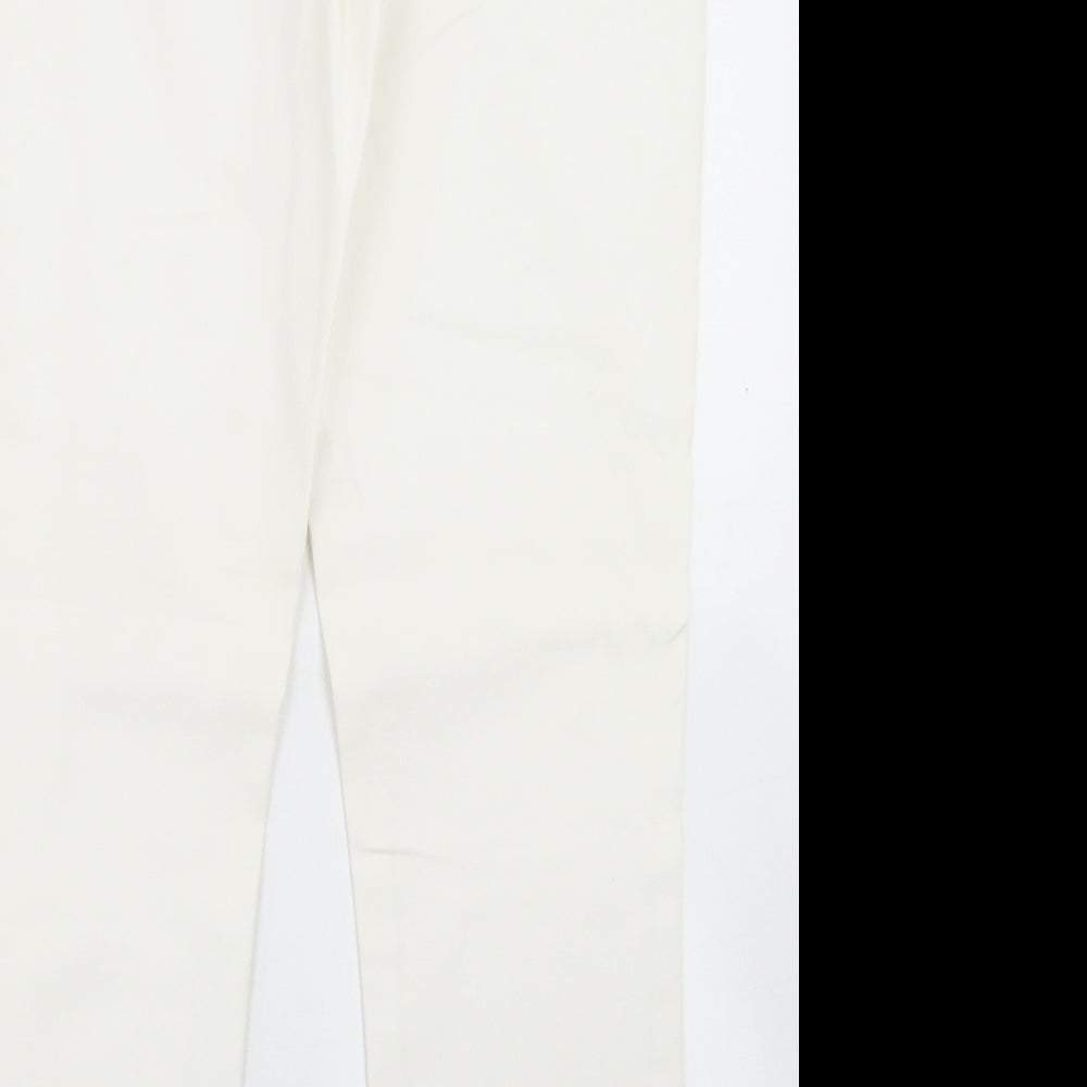 John Rocha Womens White  Cotton Dress Pants Trousers Size 14 L28 in Regular Hook & Eye