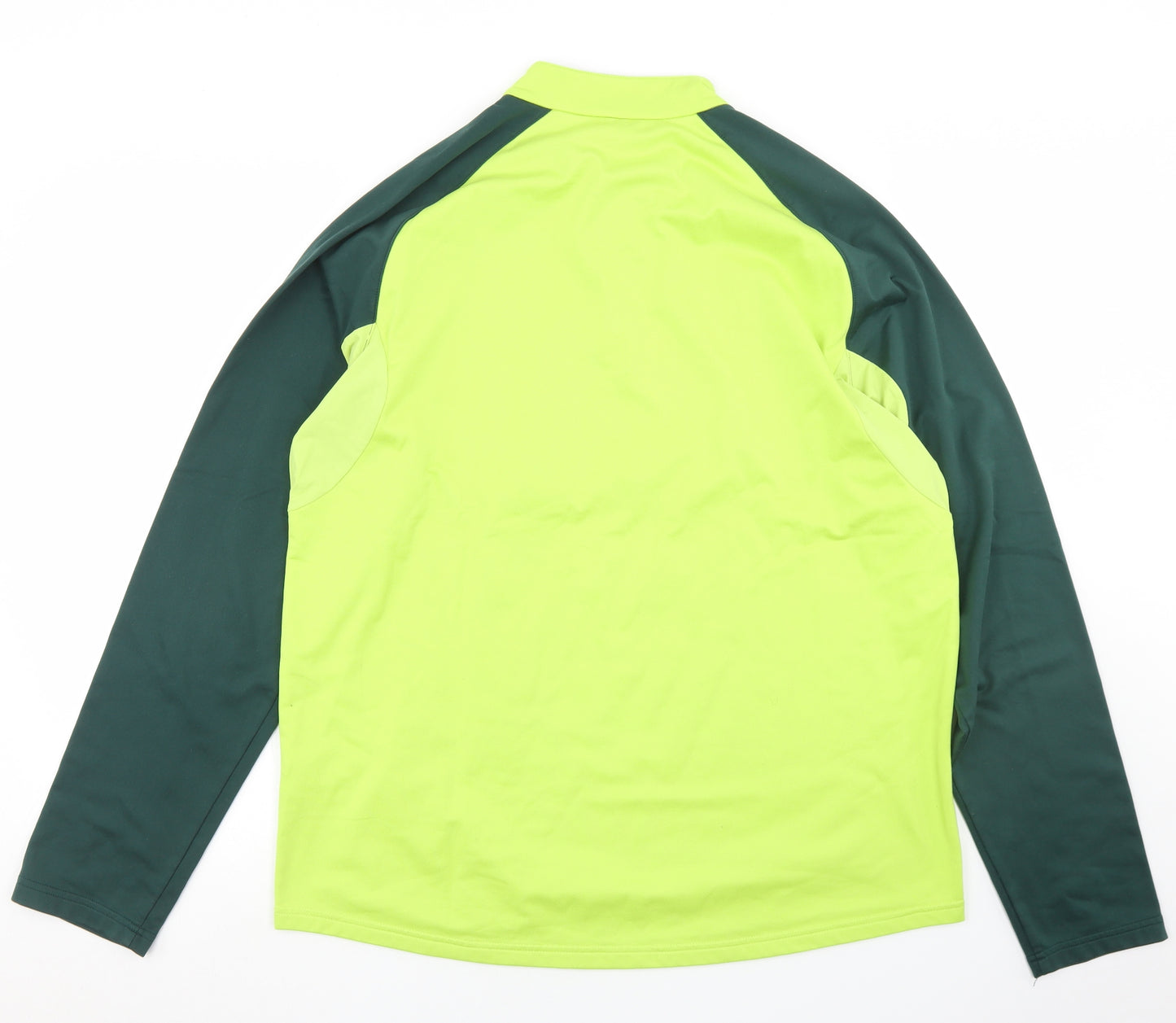 Quechua Mens Green Colourblock Polyester Pullover T-Shirt Size XL Mock Neck Zip