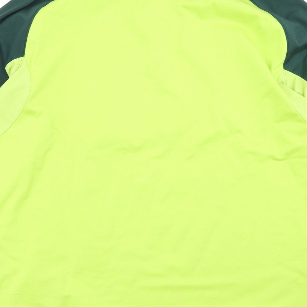 Quechua Mens Green Colourblock Polyester Pullover T-Shirt Size XL Mock Neck Zip