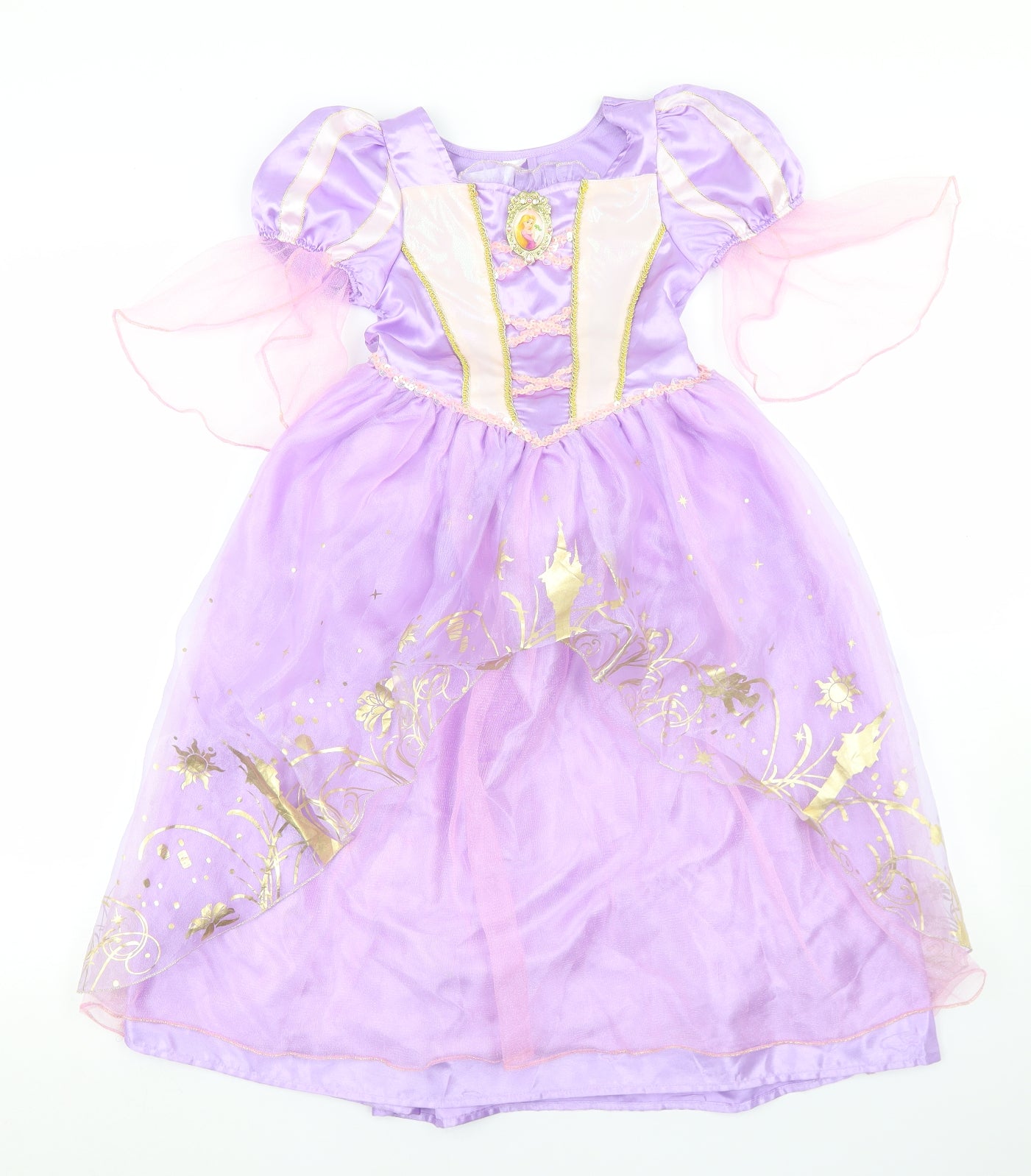 George Girls Purple  Polyester Ball Gown  Size 5-6 Years  Round Neck  - Rapunzel Dress Up