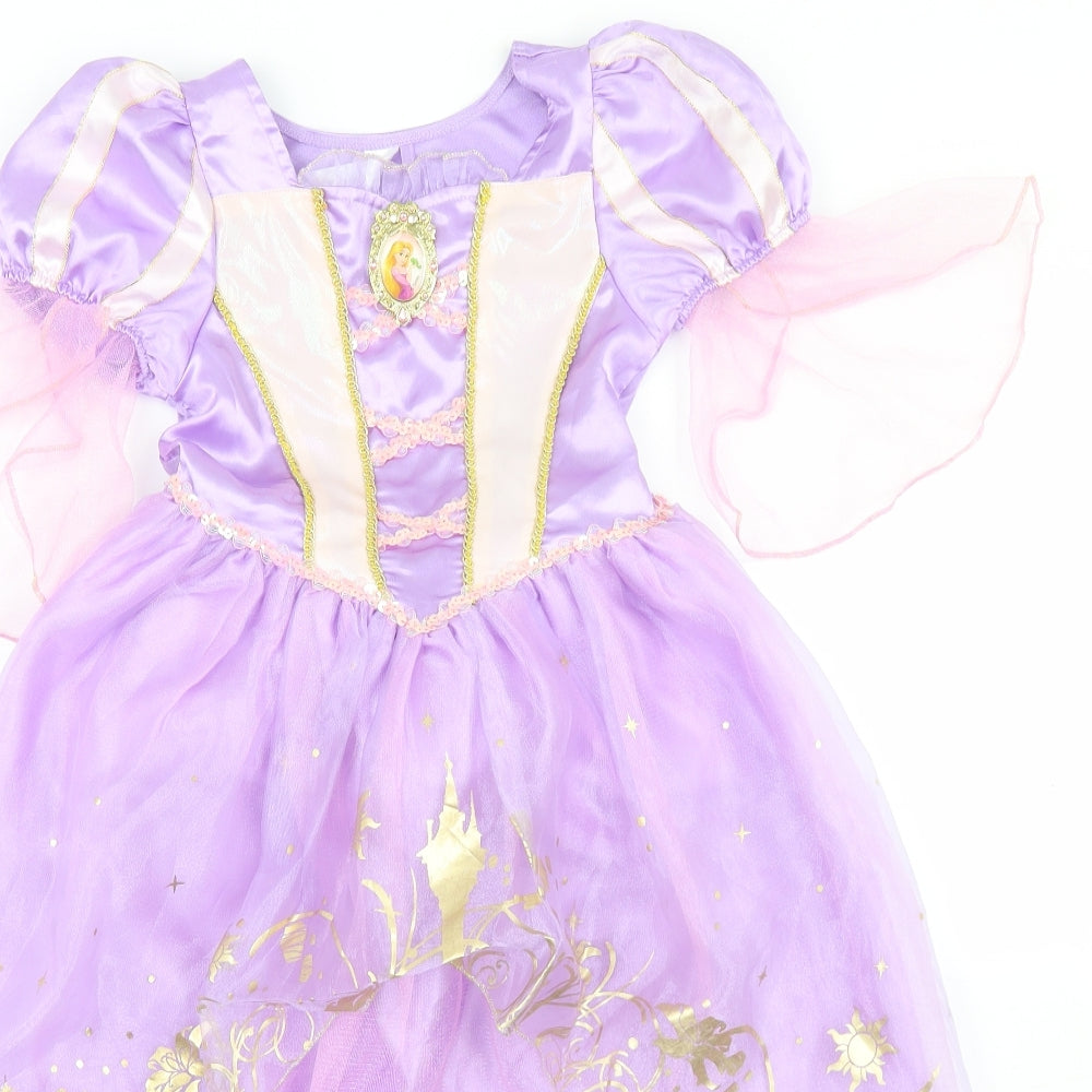 George Girls Purple  Polyester Ball Gown  Size 5-6 Years  Round Neck  - Rapunzel Dress Up