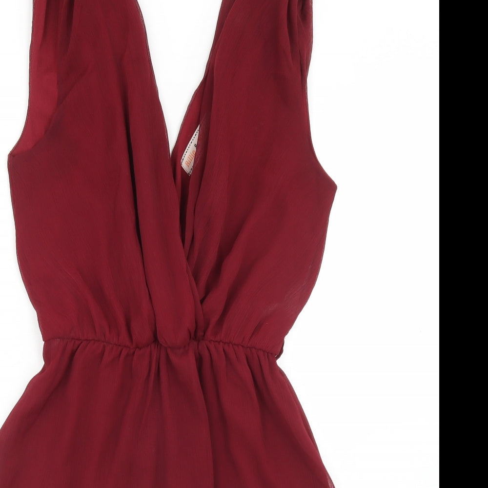 Dorothy Perkins Womens Red  Polyester Skater Dress  Size 10  V-Neck
